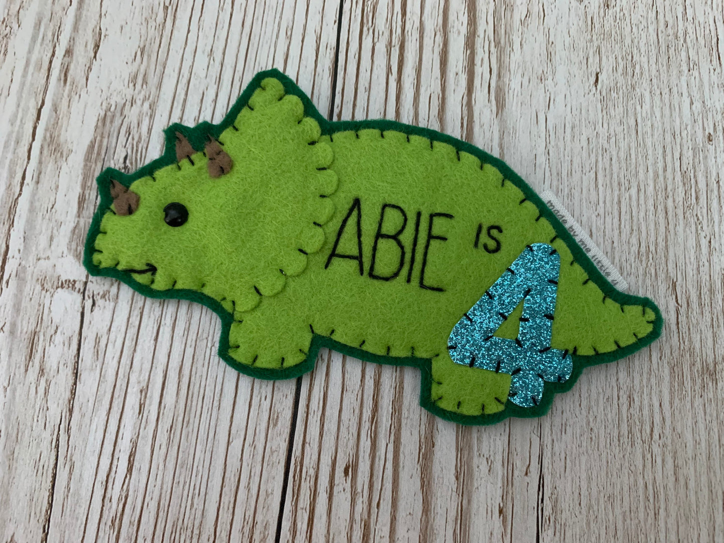 Dinosaur triceratops personalised birthday badge, birthday badge, personalised birthday badge