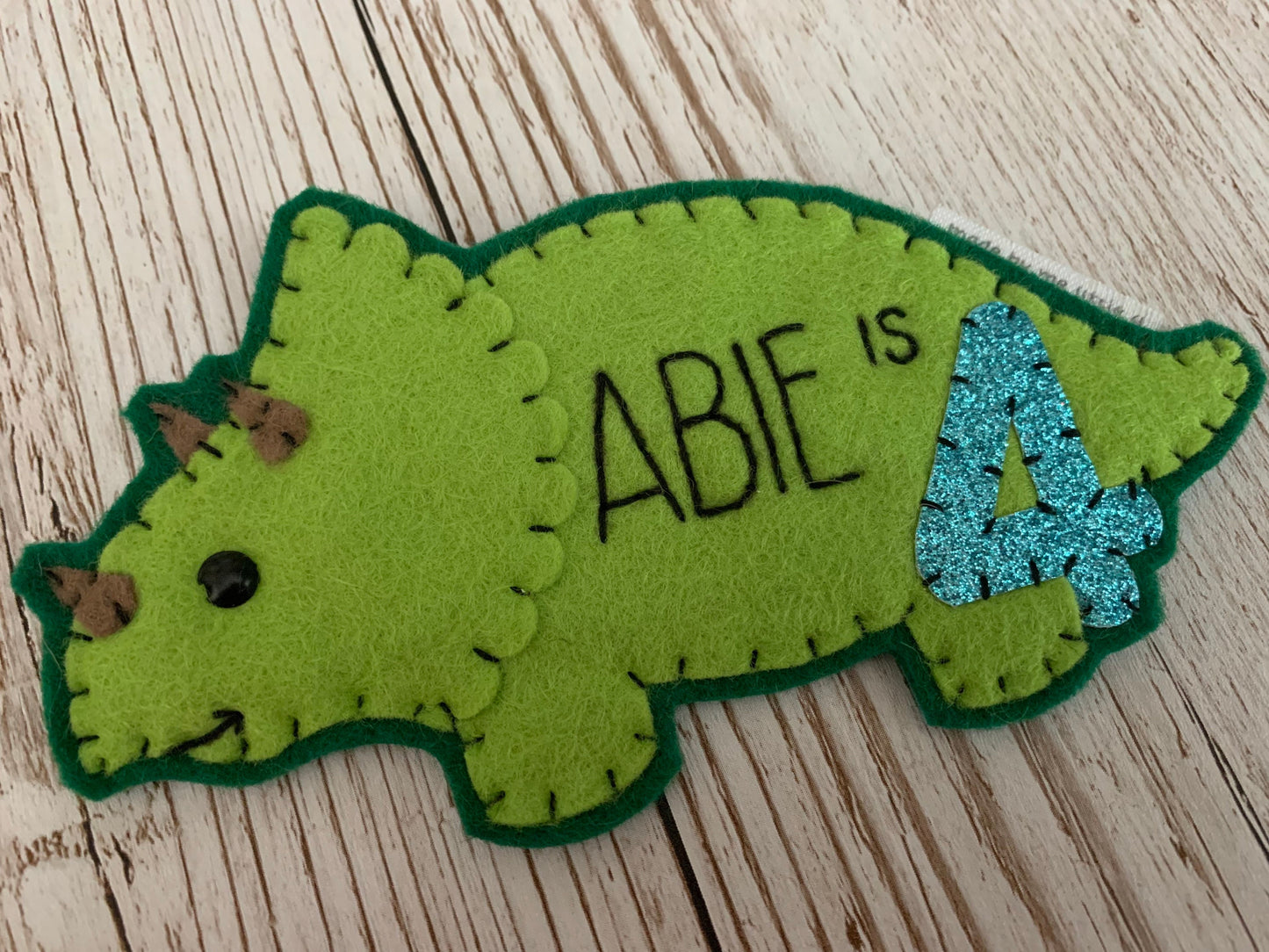 Dinosaur triceratops personalised birthday badge, birthday badge, personalised birthday badge