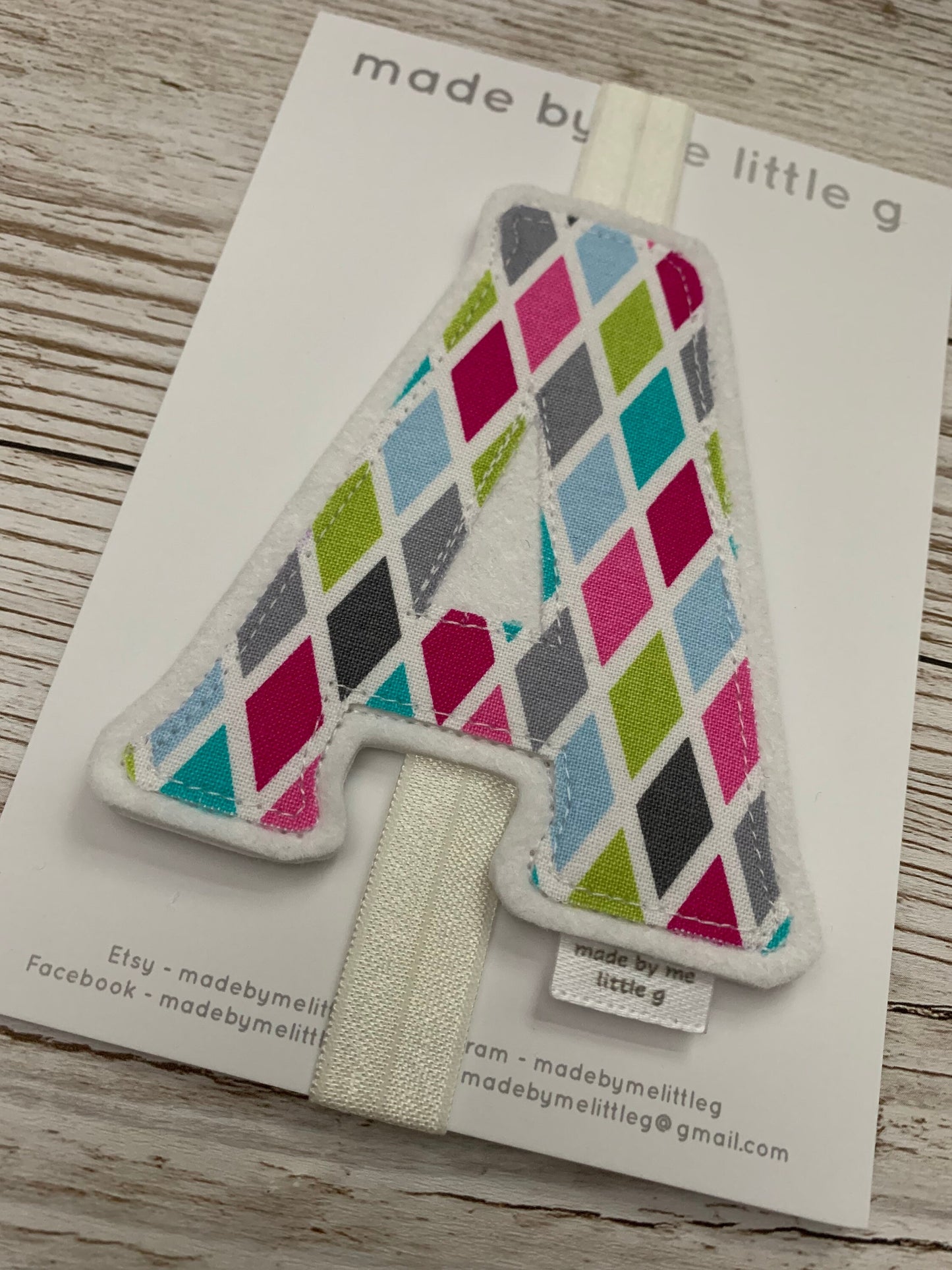 Personalised initial bookband, personalised bookmark, book mark, bookband, initial bookmark