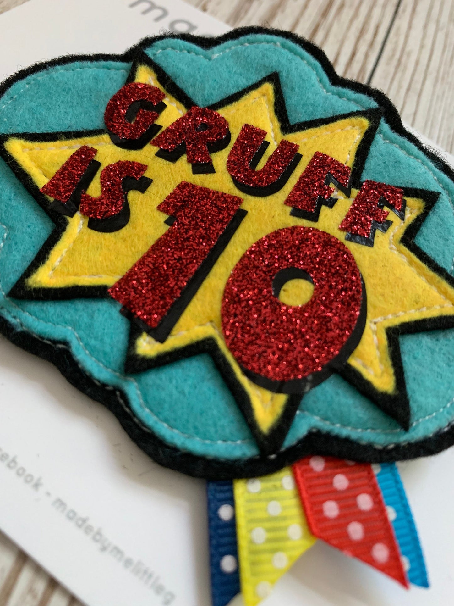 Comic book, comic personalised birthday badge, birthday badge, personalised birthday badge
