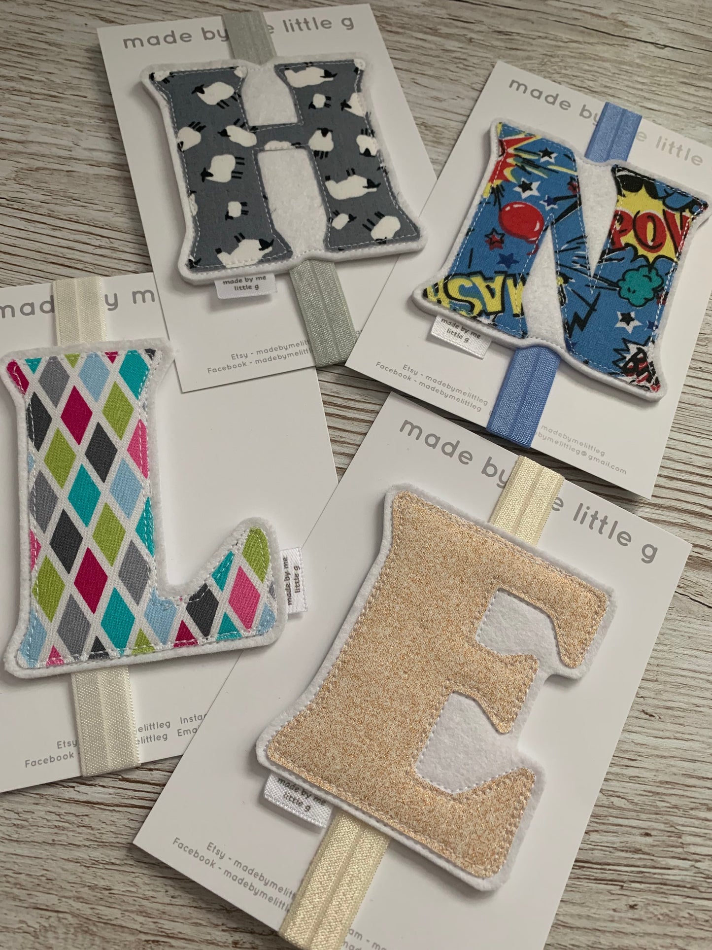 Personalised initial bookband, personalised bookmark, book mark, bookband, initial bookmark