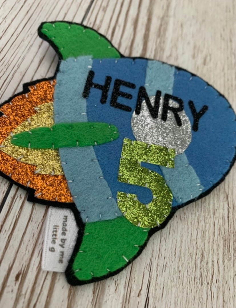 Personalised rocket birthday badge, rocket birthday badge, rocket badge, personalised birthday badge