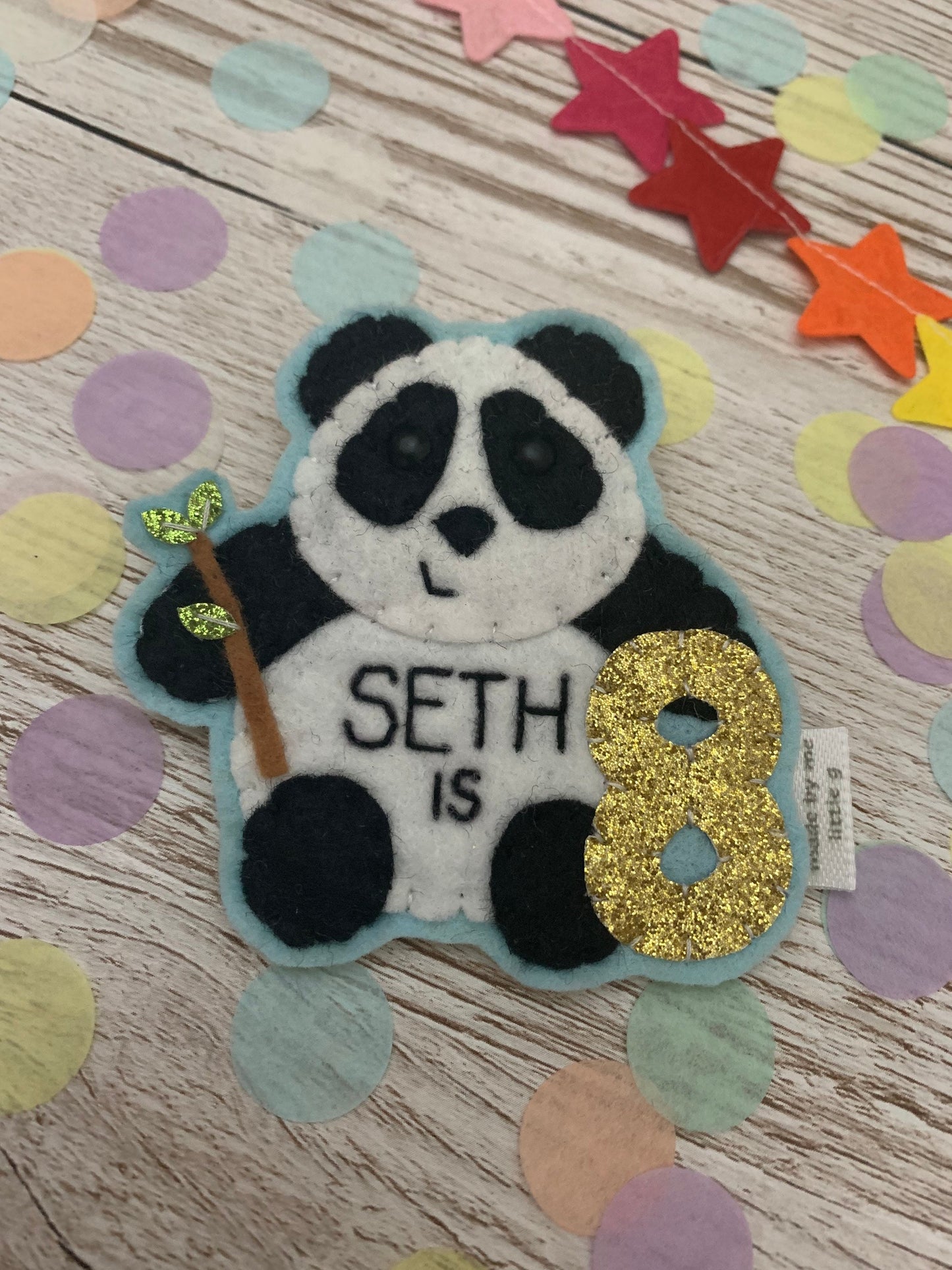 Panda personalised birthday badge, birthday badge, personalised birthday badge, panda badge, panda birthday badge