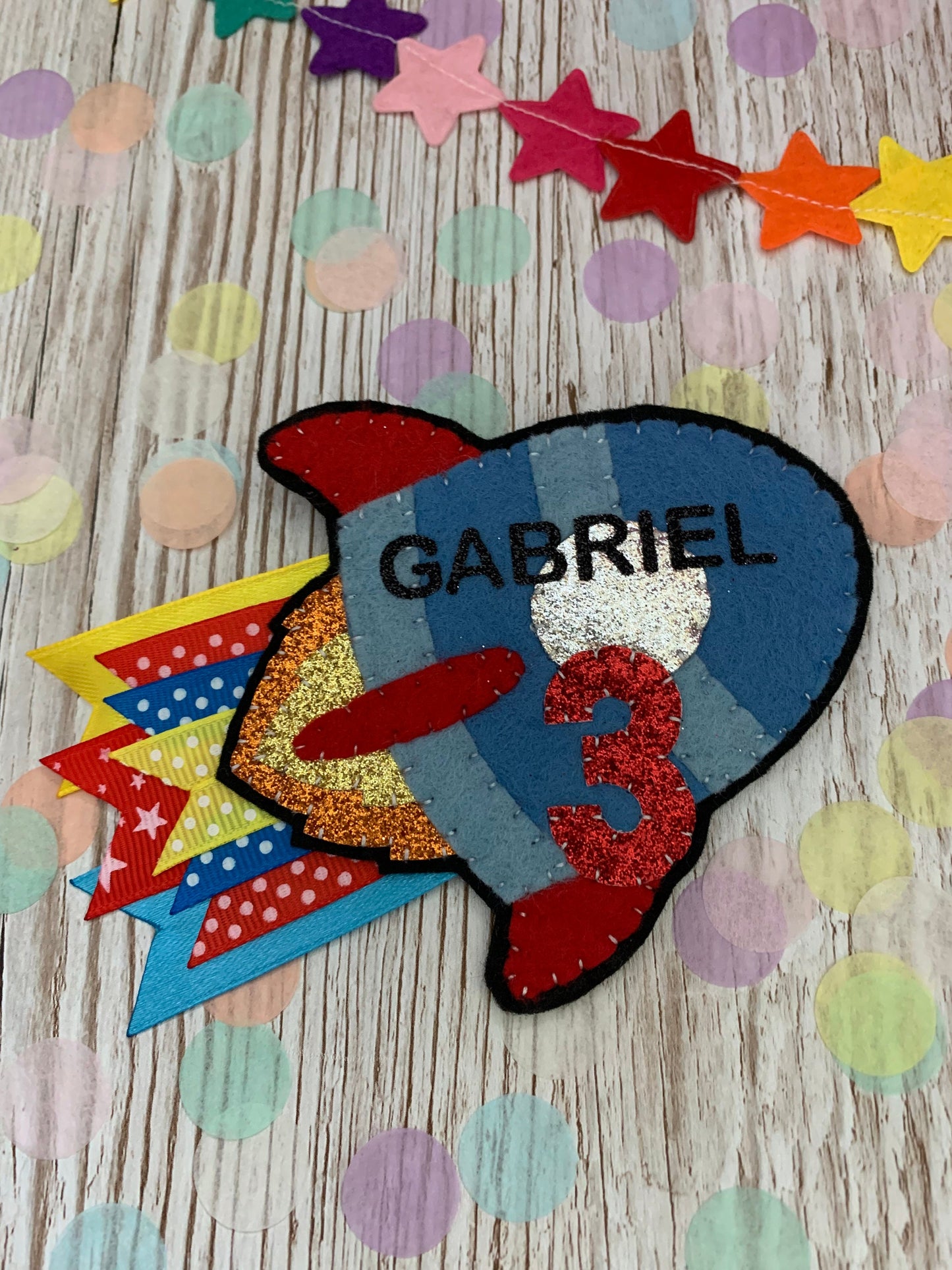 Personalised rocket birthday badge, rocket birthday badge, rocket badge, personalised birthday badge