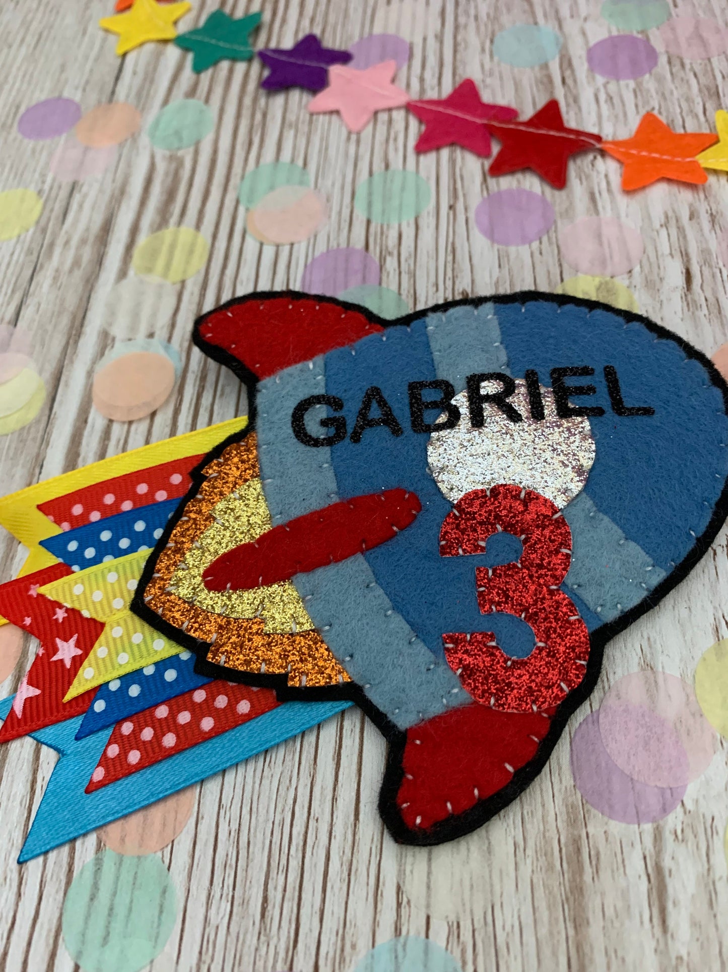 Personalised rocket birthday badge, rocket birthday badge, rocket badge, personalised birthday badge
