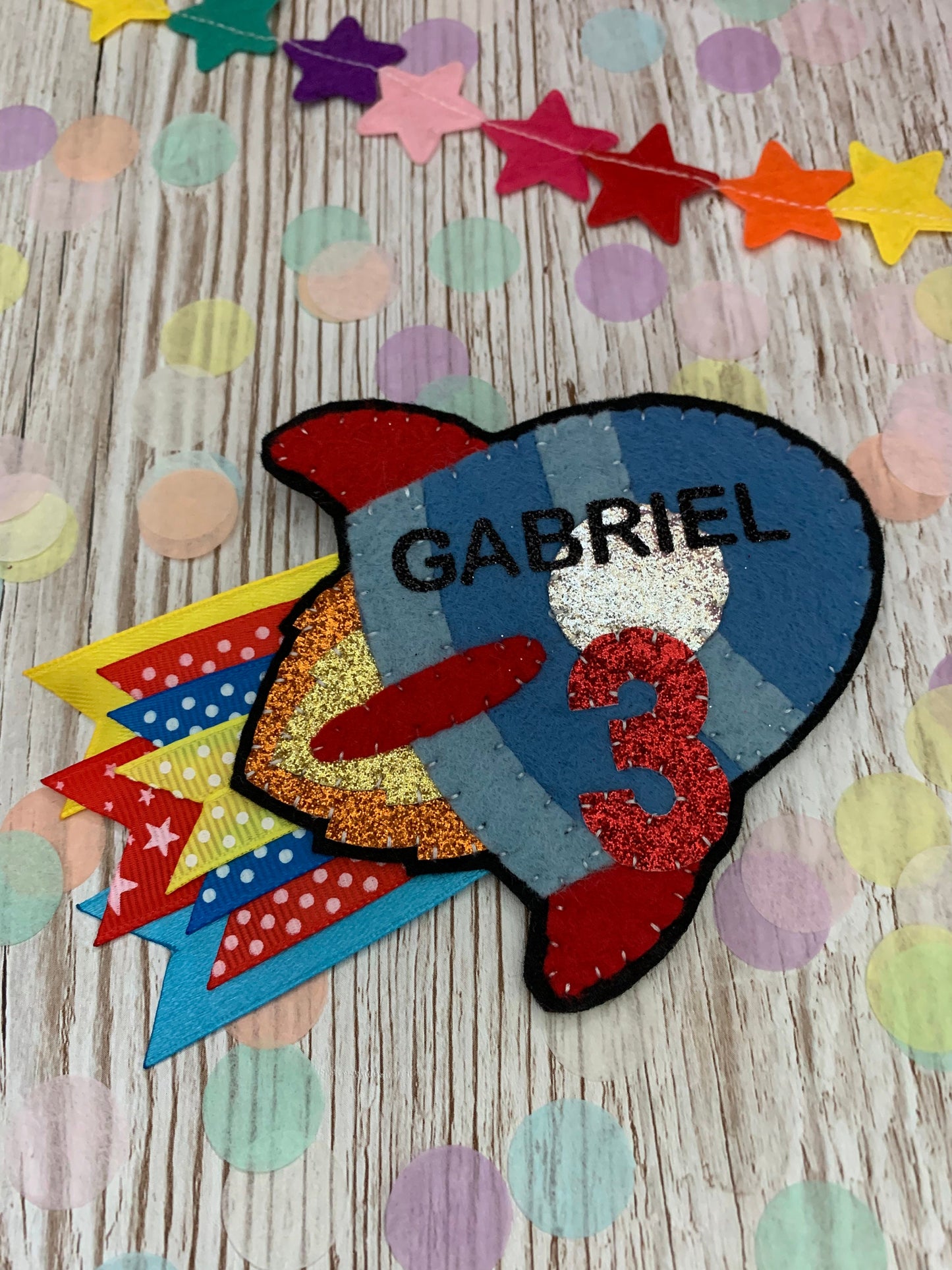 Personalised rocket birthday badge, rocket birthday badge, rocket badge, personalised birthday badge