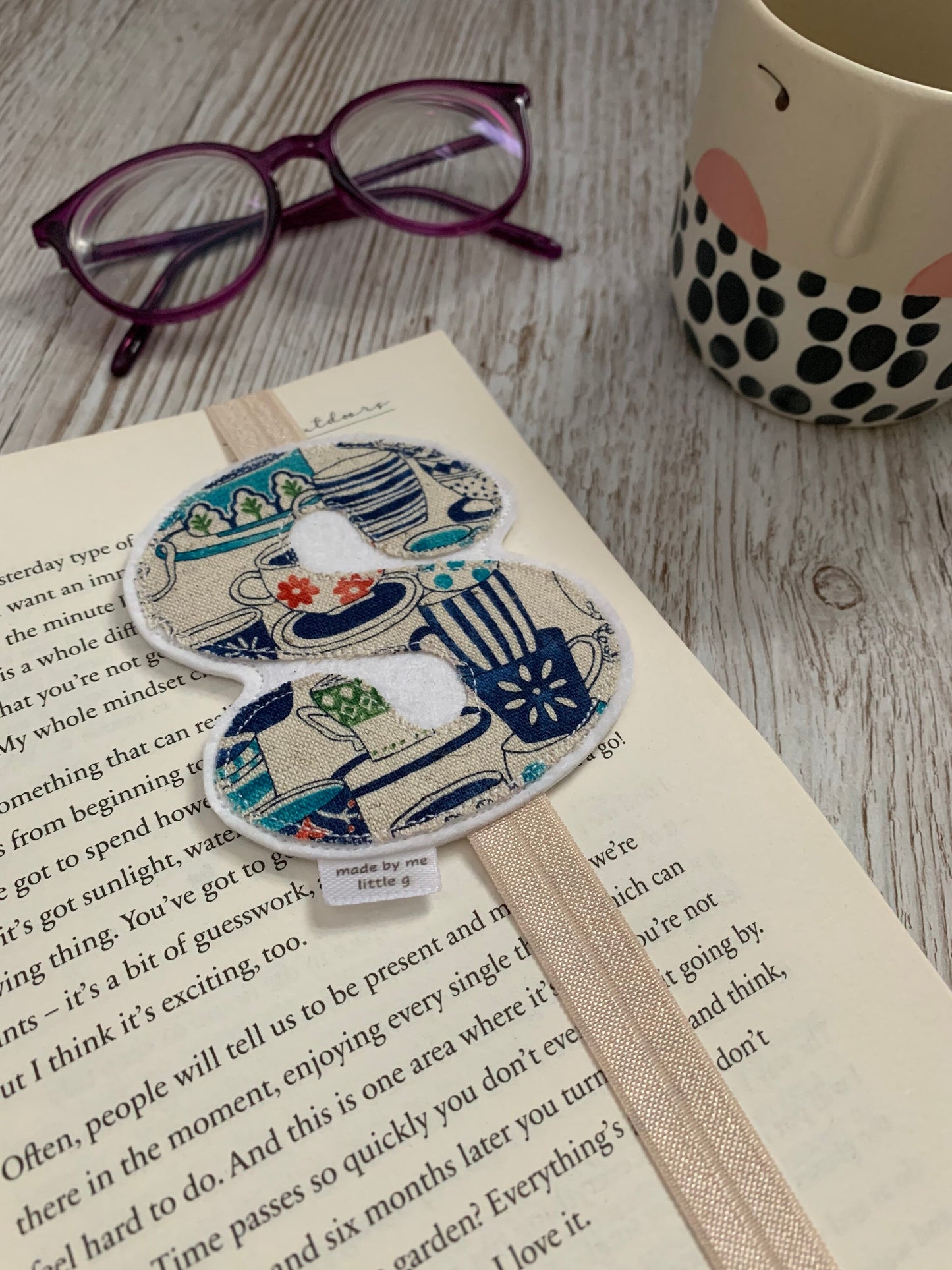 Personalised initial bookband, personalised bookmark, book mark, bookband, initial bookmark