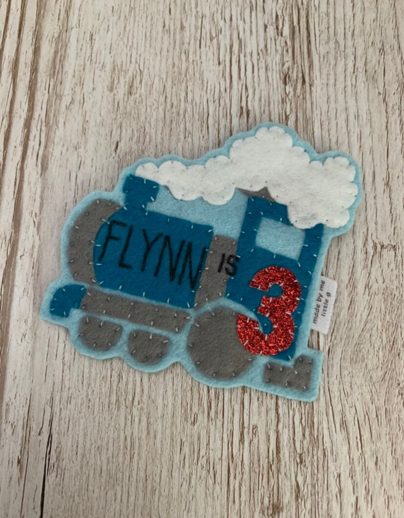 Personalised train birthday badge, personalised birthday badge, birthday badge,
