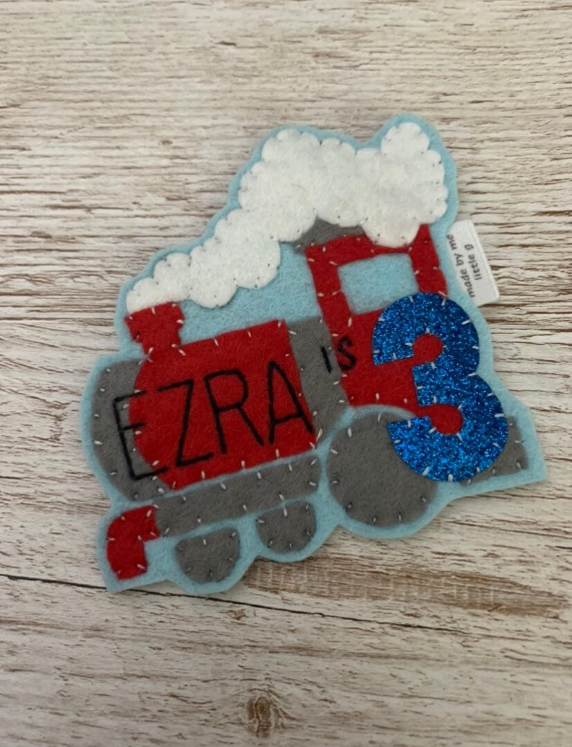 Personalised train birthday badge, personalised birthday badge, birthday badge,