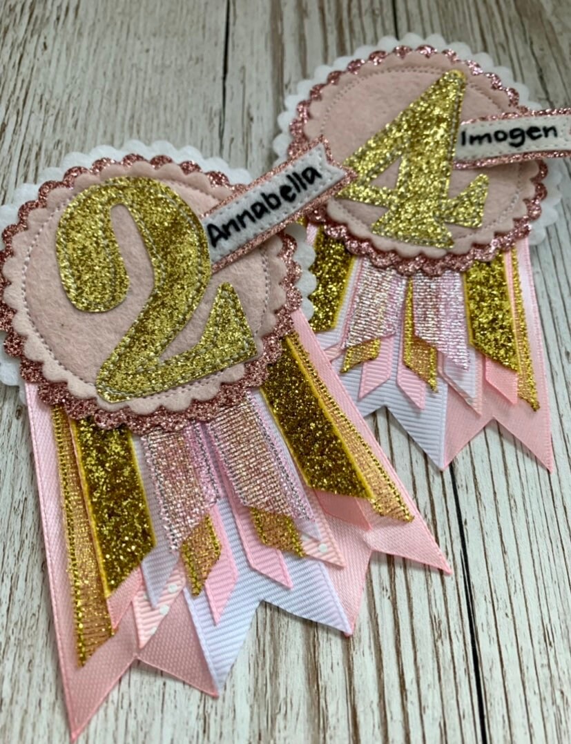 Princess personalised age birthday badge rosette, birthday badge, personalised birthday badge