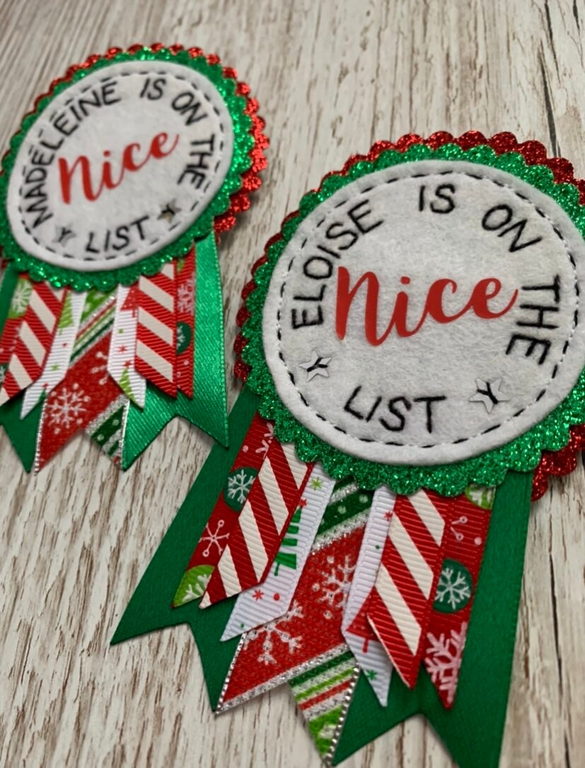 Personalised Christmas nice/naughty list badge rosette, Santa’s nice list, nice list
