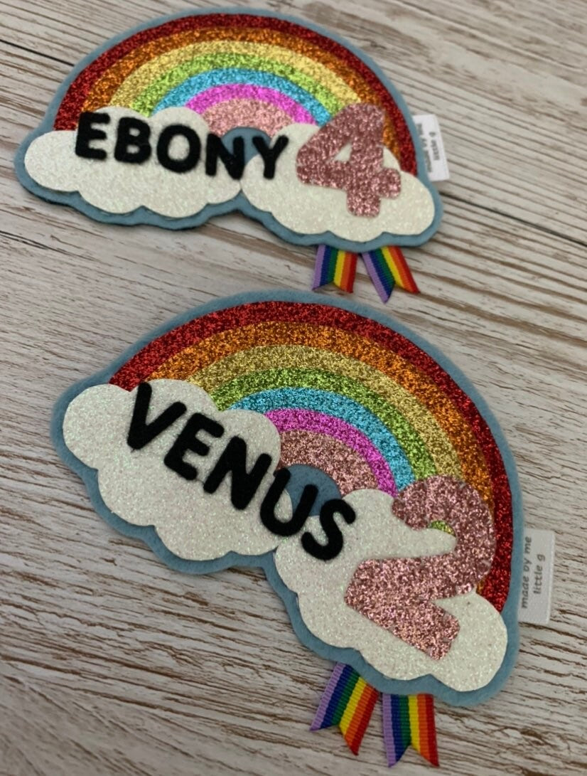 Sparkly rainbow birthday badge, birthday badge, personalised Birthday Badge, rainbow birthday badge