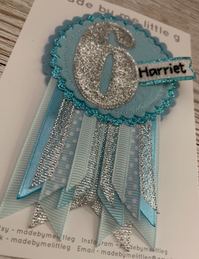 Elsa frozen personalised age birthday badge rosette, Ice birthday badge, frozen birthday badge, silver birthday badge