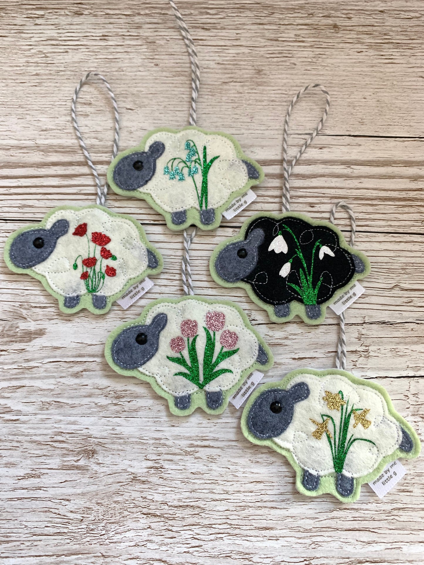 Sheep decoration, spring decoration, spring lamb decoration, ewe decoration, flower decoration, daffodil, tulip, bluebell, poppy, snowdrop