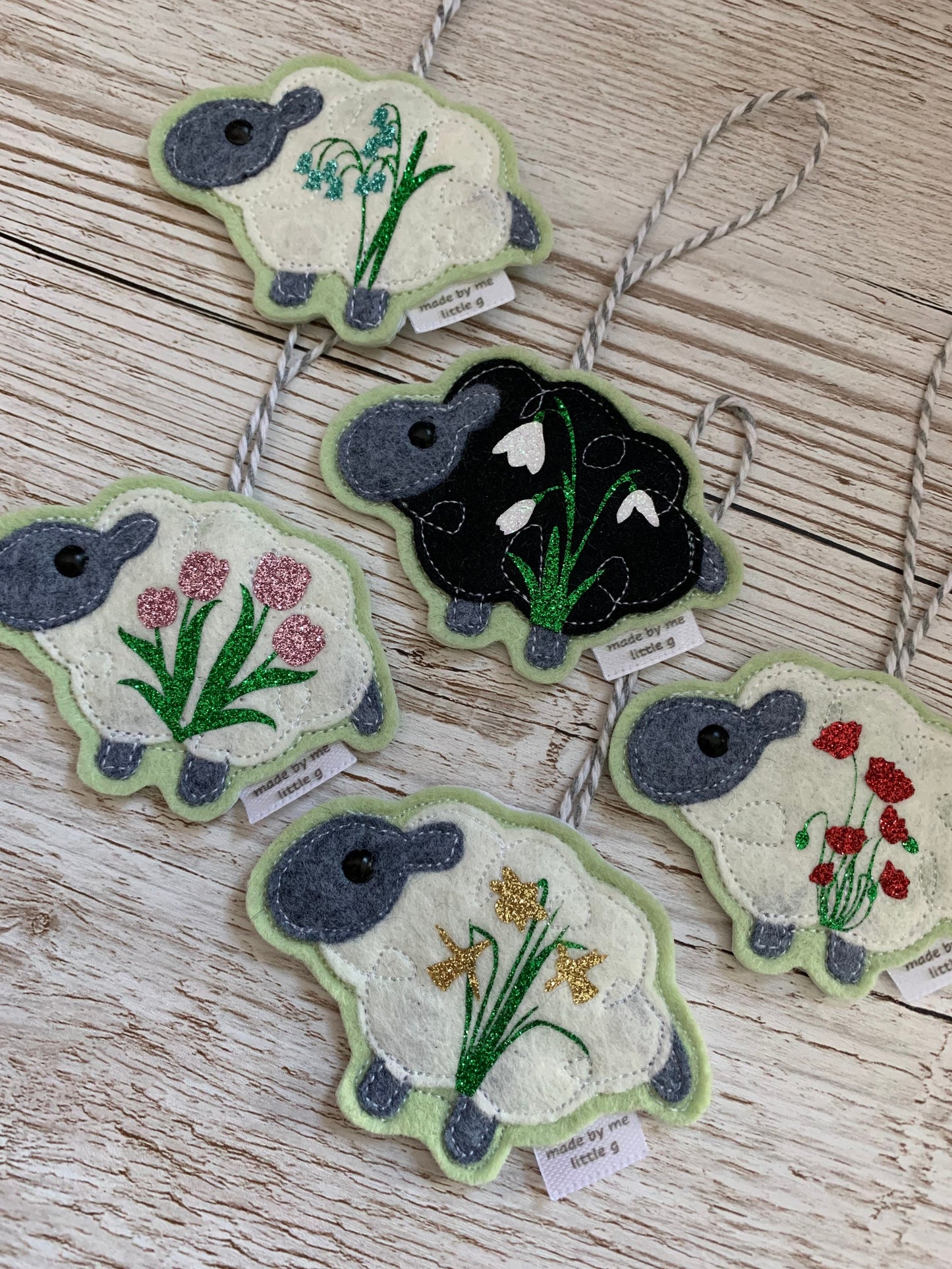 Sheep decoration, spring decoration, spring lamb decoration, ewe decoration, flower decoration, daffodil, tulip, bluebell, poppy, snowdrop