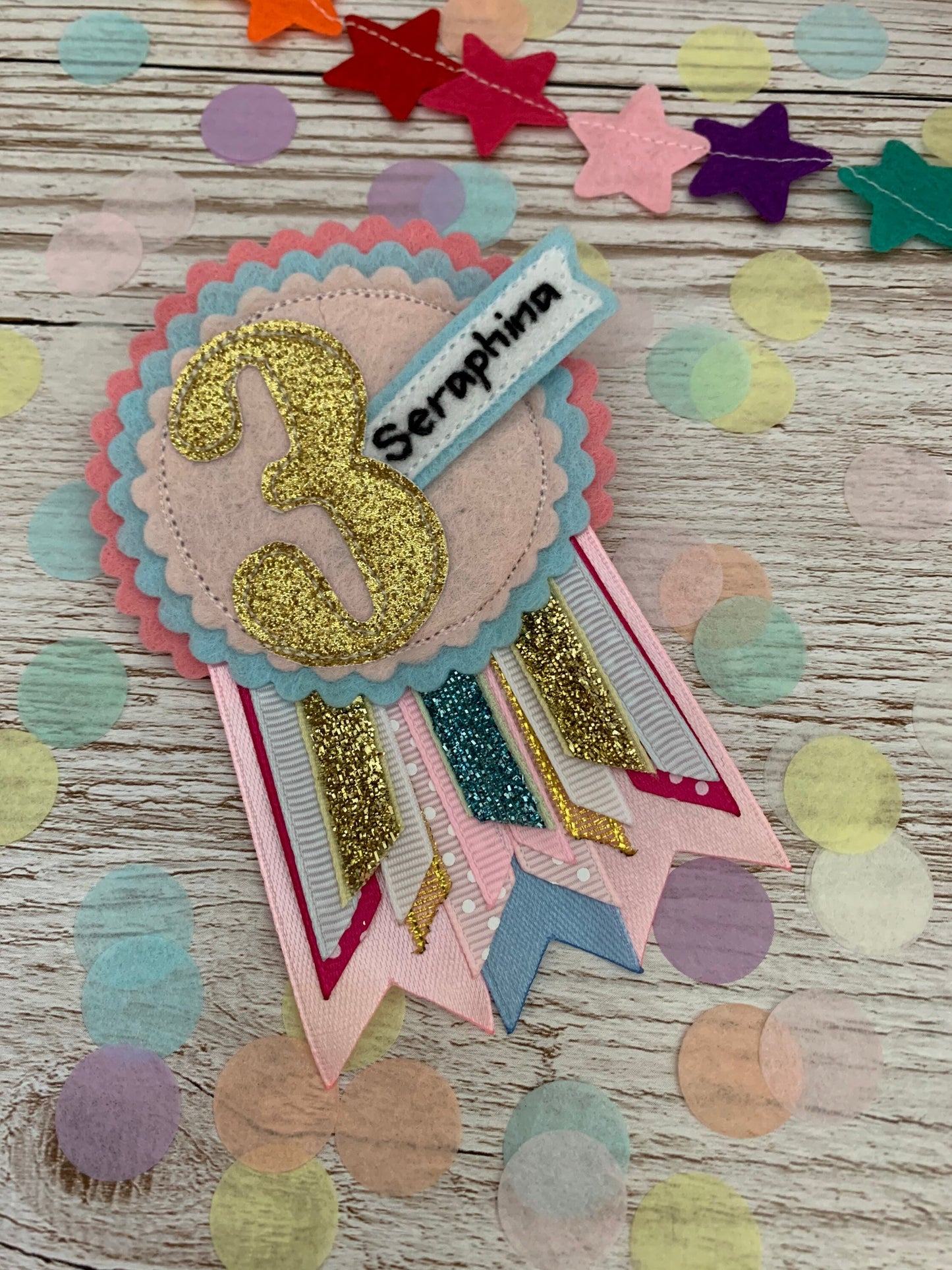 Unicorn personalised age birthday badge rosette, birthday badge, personalised birthday badge