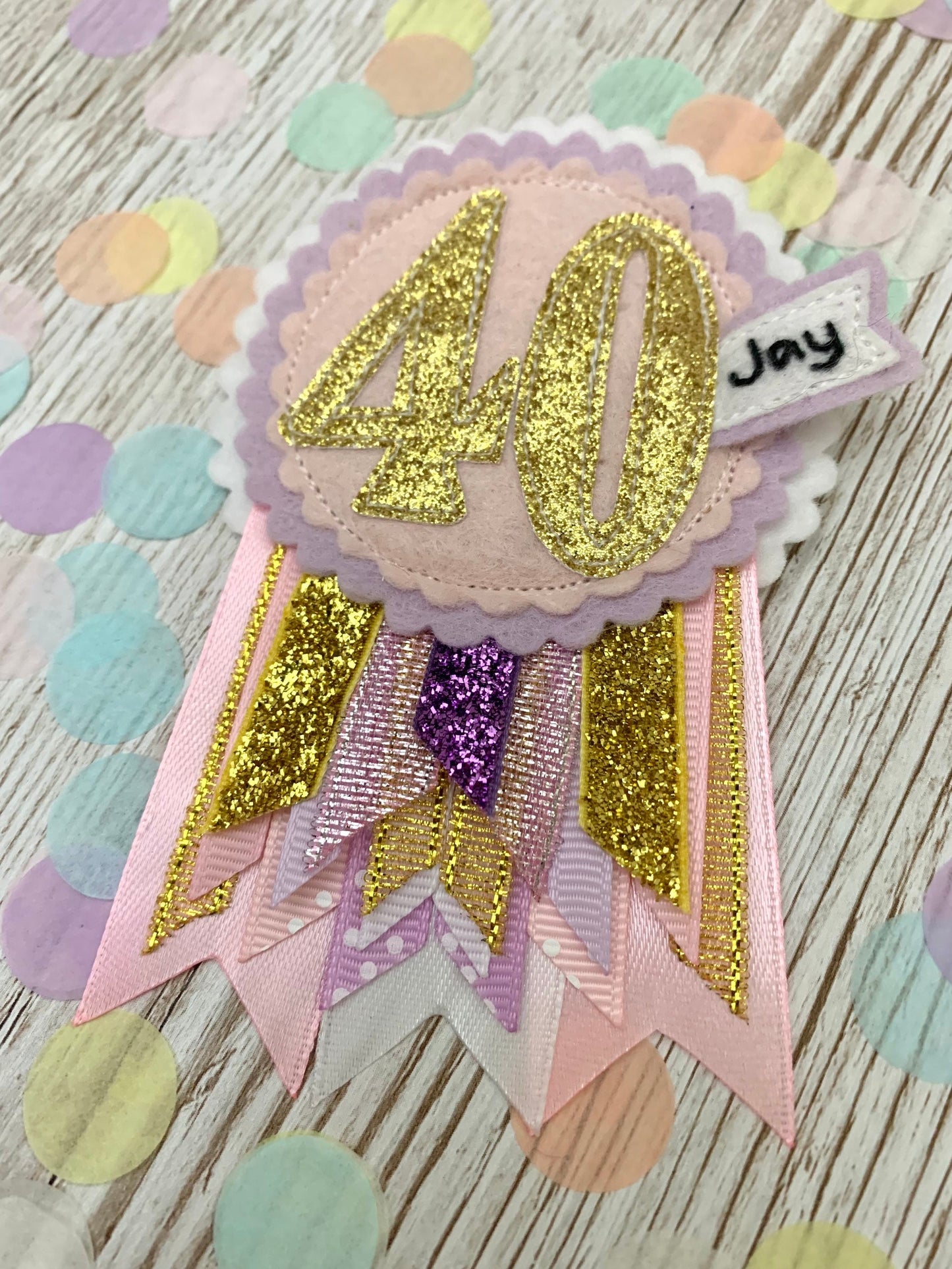 Fairy personalised age birthday badge rosette, birthday badge, personalised birthday badge, pastel birthday badge
