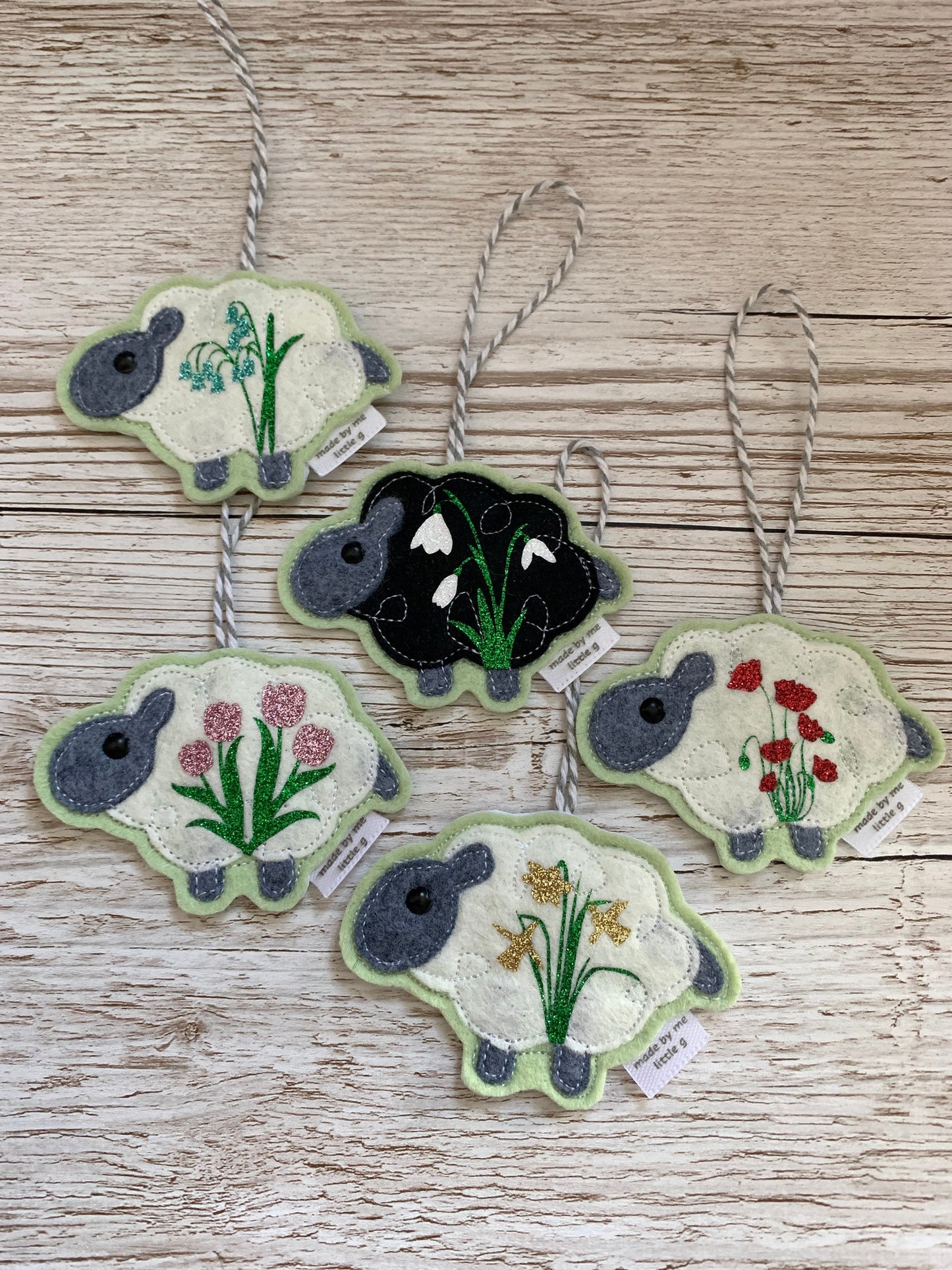 Sheep decoration, spring decoration, spring lamb decoration, ewe decoration, flower decoration, daffodil, tulip, bluebell, poppy, snowdrop