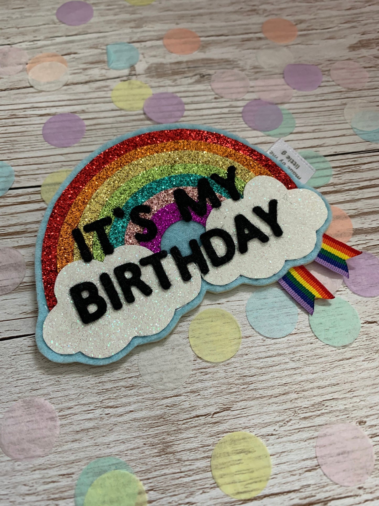 Rainbow sparkle birthday badge, rainbow birthday badge, sparkly rainbow badge, sparkly rainbow birthday badge