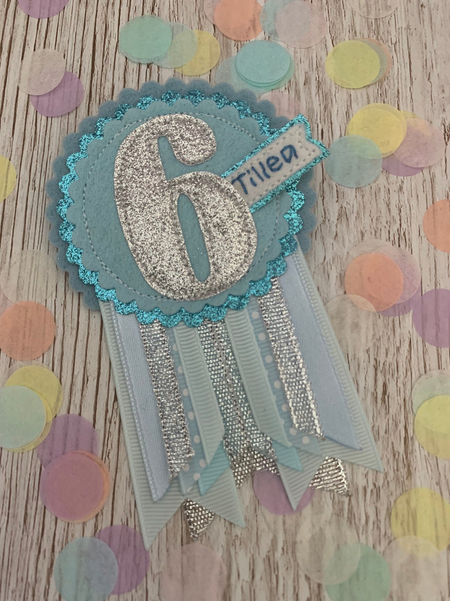 Elsa frozen personalised age birthday badge rosette, Ice birthday badge, frozen birthday badge, silver birthday badge