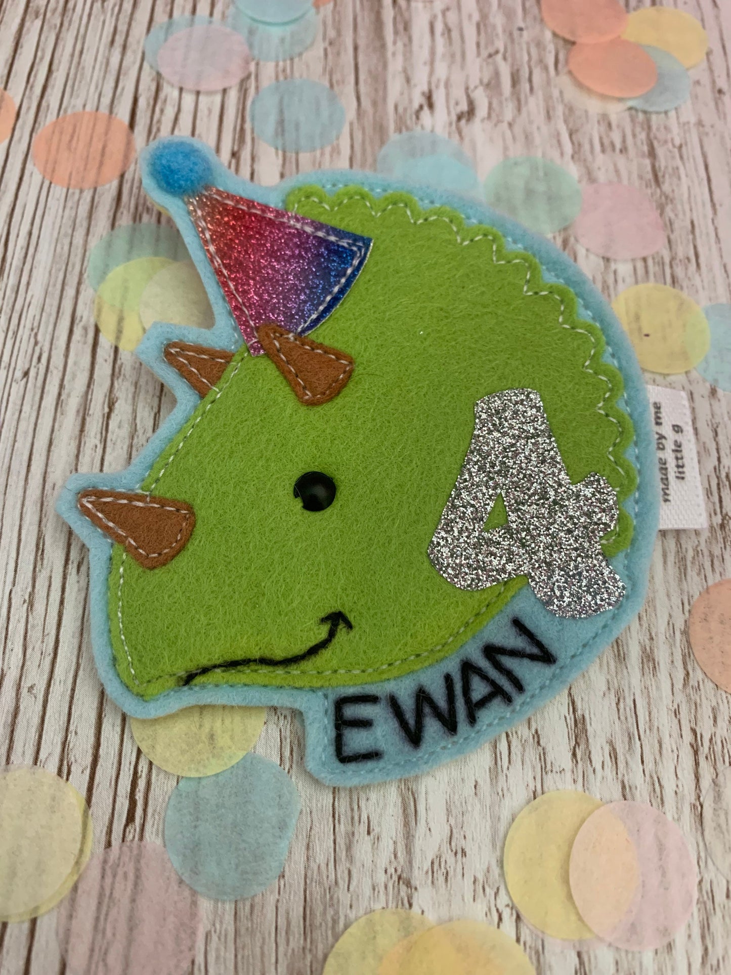 Triceratops personalised birthday badge, birthday badge, personalised birthday badge, dinosaur birthday, dinosaur birthday badge