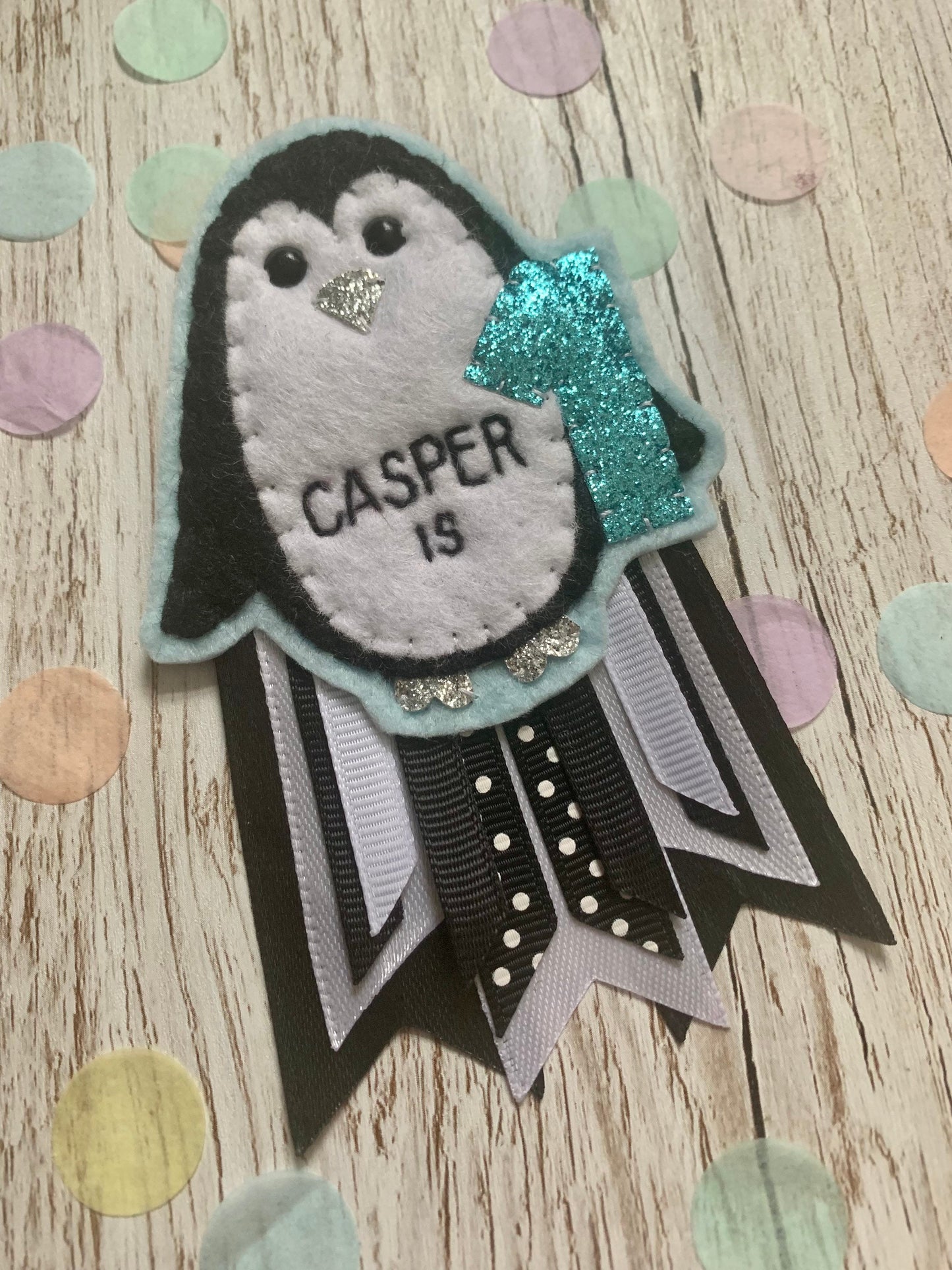 Penguin personalised birthday badge, birthday badge, personalised birthday badge, penguin badge