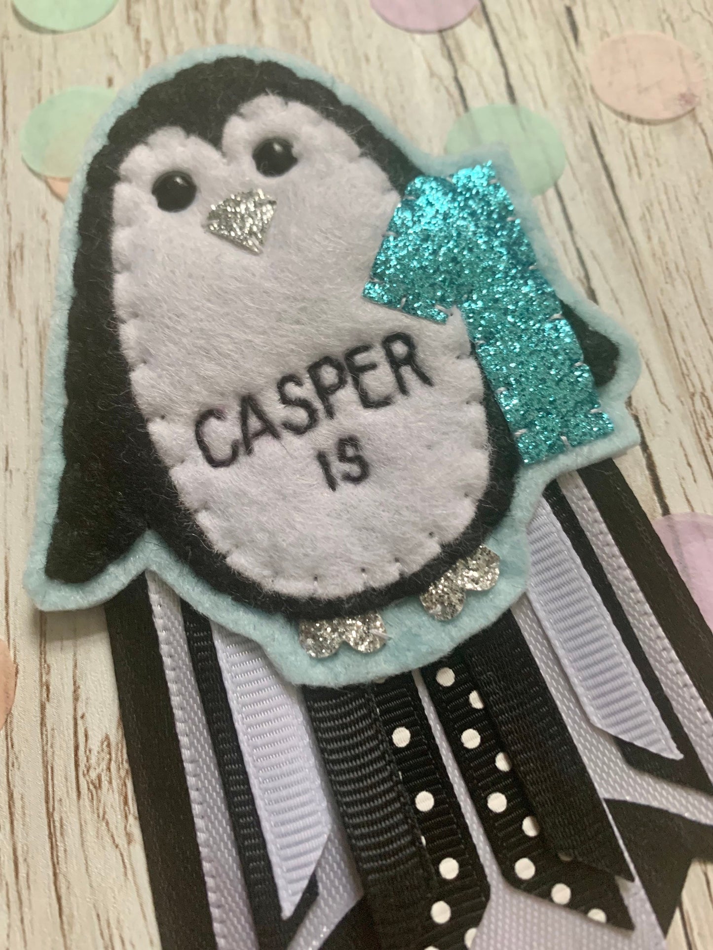 Penguin personalised birthday badge, birthday badge, personalised birthday badge, penguin badge