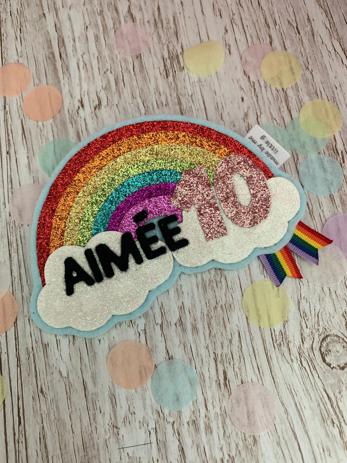 Sparkly rainbow birthday badge, birthday badge, personalised Birthday Badge, rainbow birthday badge