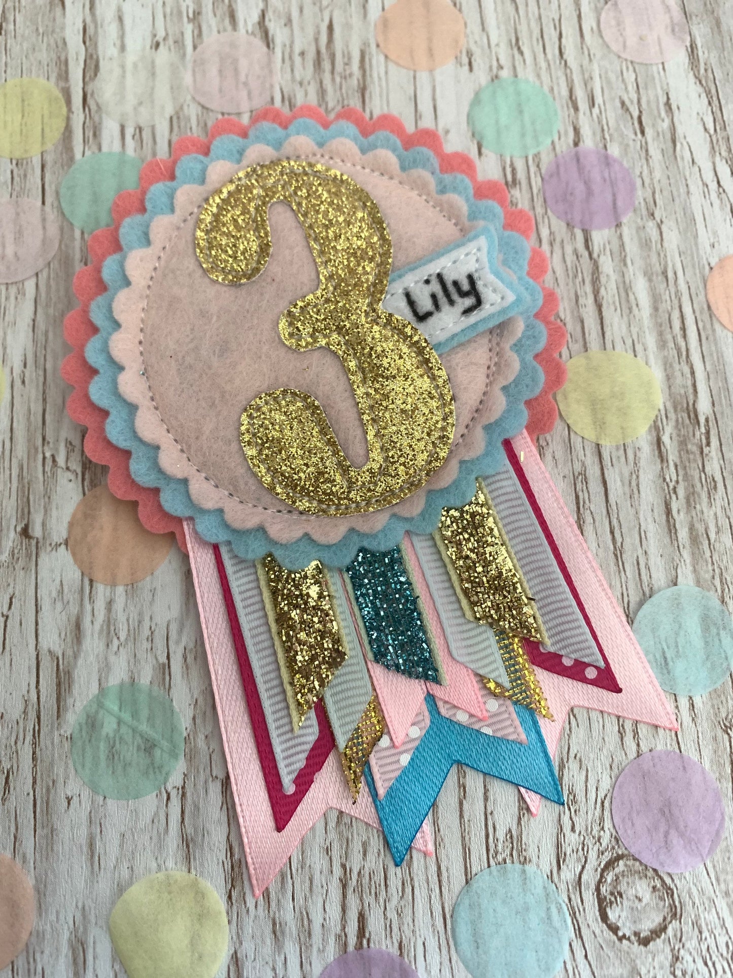 Unicorn personalised age birthday badge rosette, birthday badge, personalised birthday badge