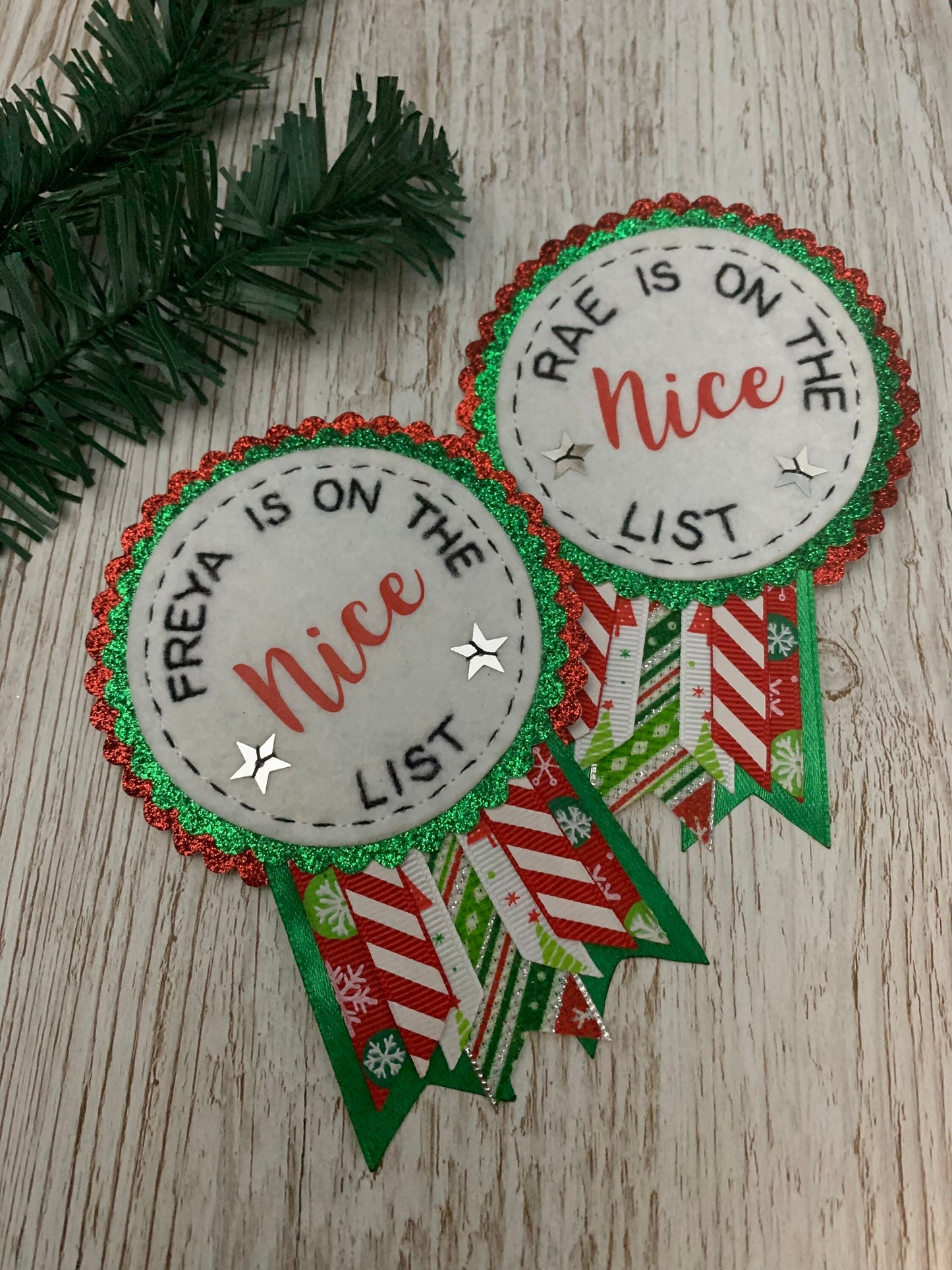Personalised Christmas nice/naughty list badge rosette, Santa’s nice list, nice list