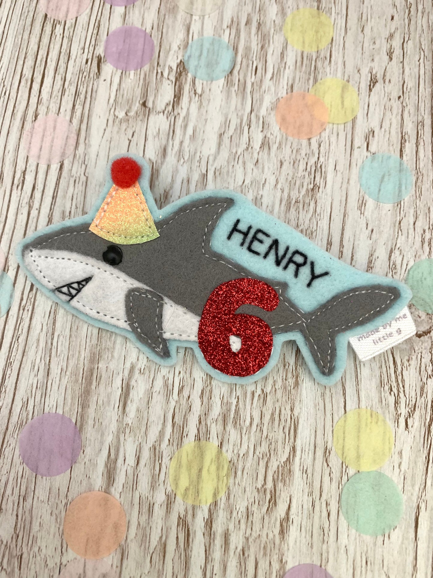 Shark birthday badge, personalised shark birthday badge, birthday badge