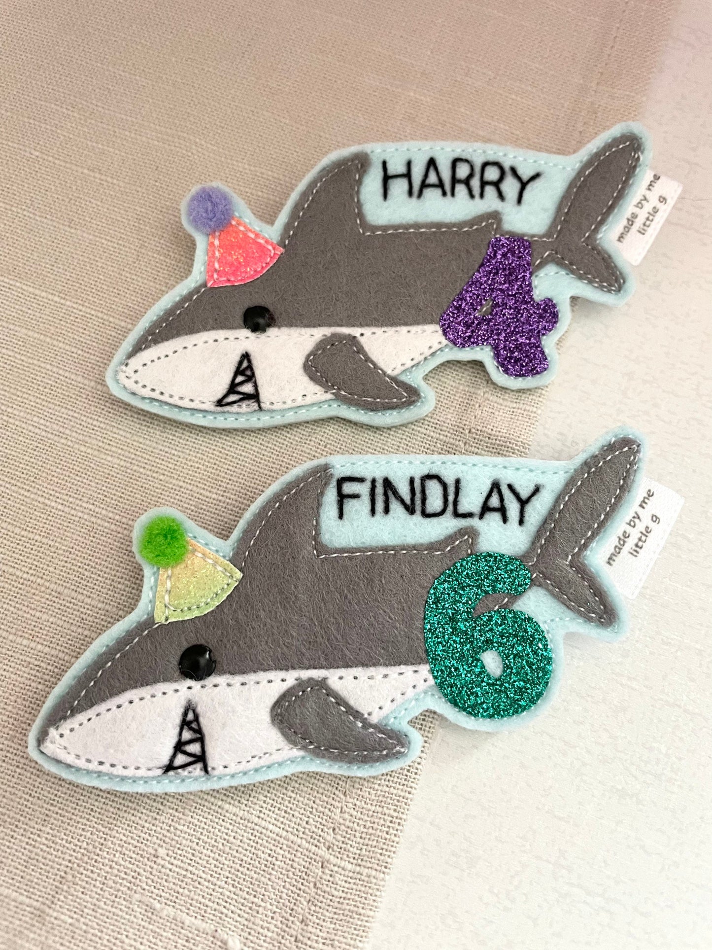 Shark birthday badge, personalised shark birthday badge, birthday badge