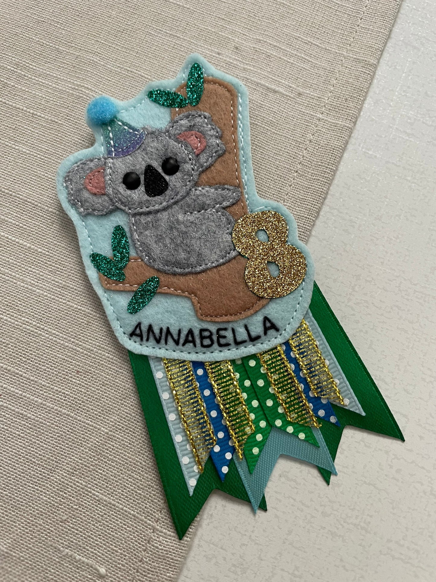Koala birthday badge, PLEASE READ INFO, personalised koala birthday badge, birthday badge