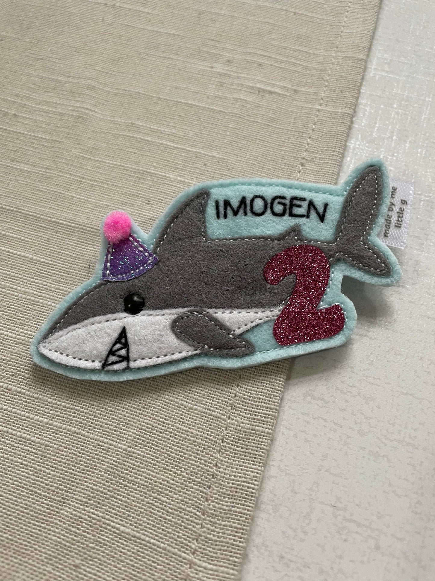 Shark birthday badge, personalised shark birthday badge, birthday badge
