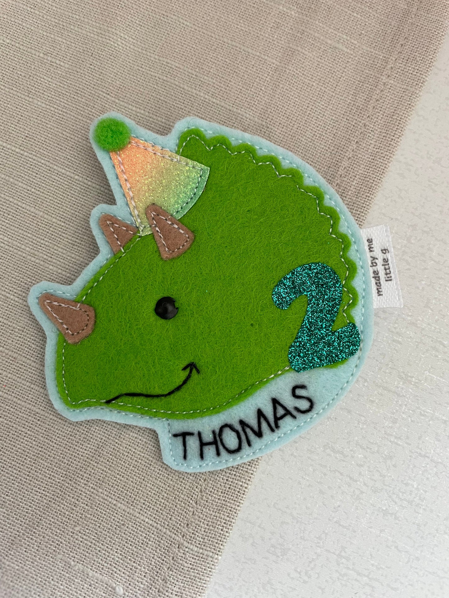 Triceratops personalised birthday badge, birthday badge, personalised birthday badge, dinosaur birthday, dinosaur birthday badge