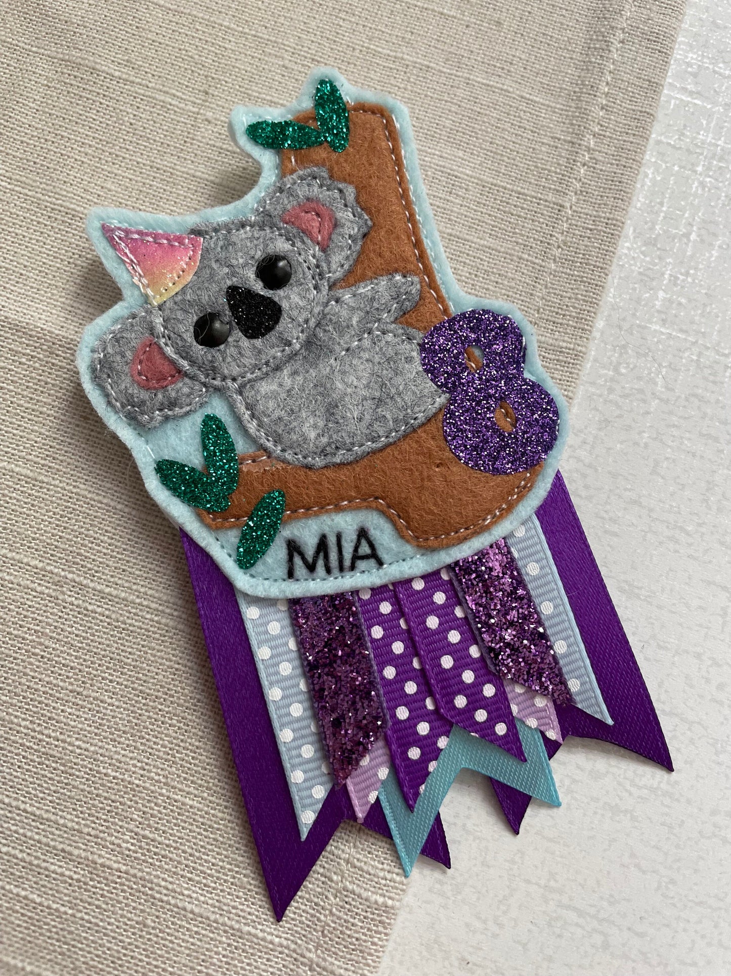 Koala birthday badge, PLEASE READ INFO, personalised koala birthday badge, birthday badge