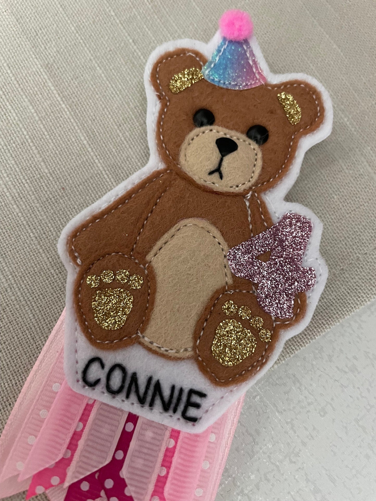 Teddy birthday badge, PLEASE READ INFO, personalised teddy birthday badge, birthday badge, teddy bear birthday badge