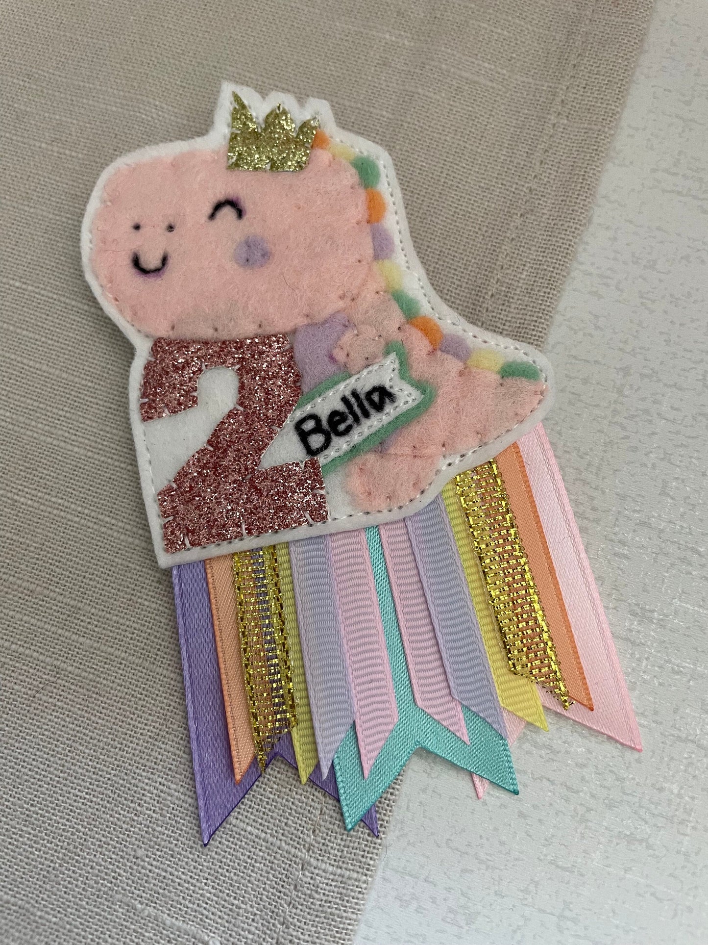 Personalised princess dinosaur birthday badge, birthday badge, personalised birthday badge, dinosaur birthday badge