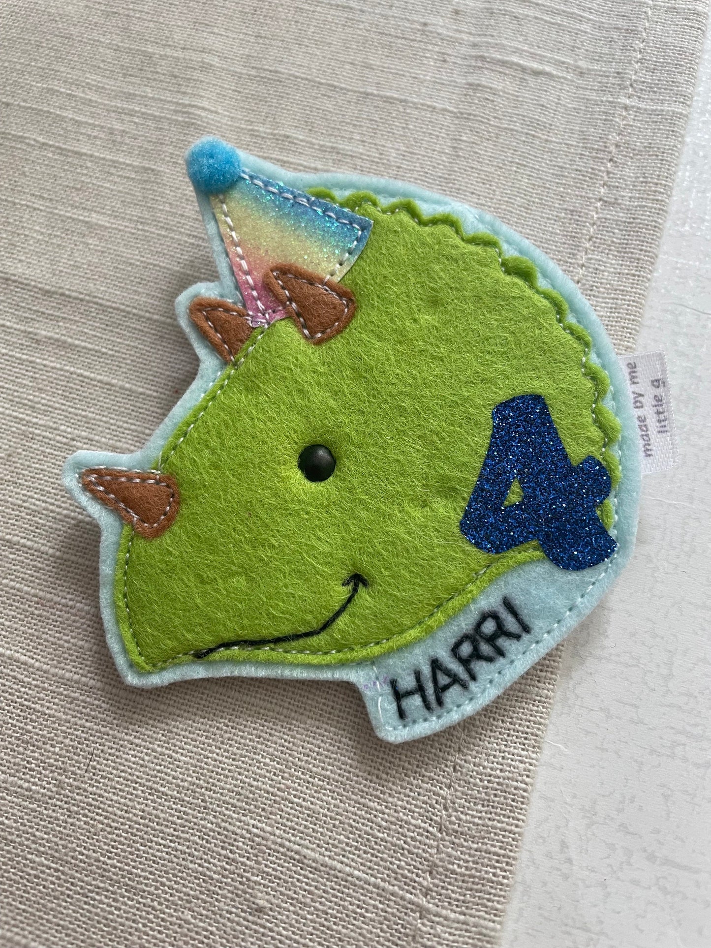 Triceratops personalised birthday badge, birthday badge, personalised birthday badge, dinosaur birthday, dinosaur birthday badge