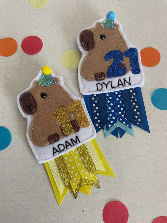 Capybara birthday badge