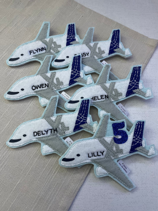 Beluga airplane birthday badge