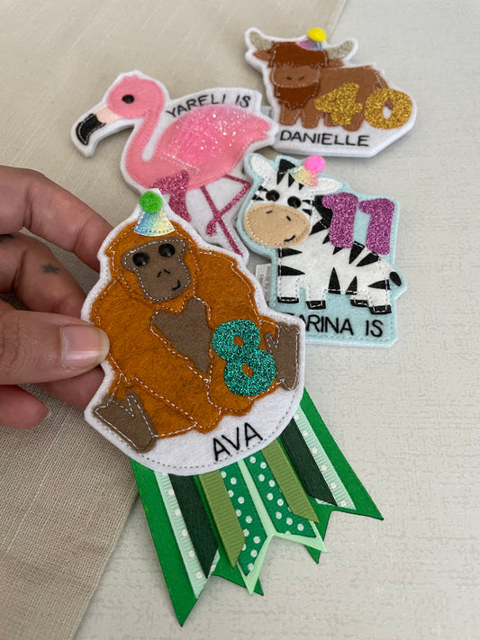 Orangutan birthday badge