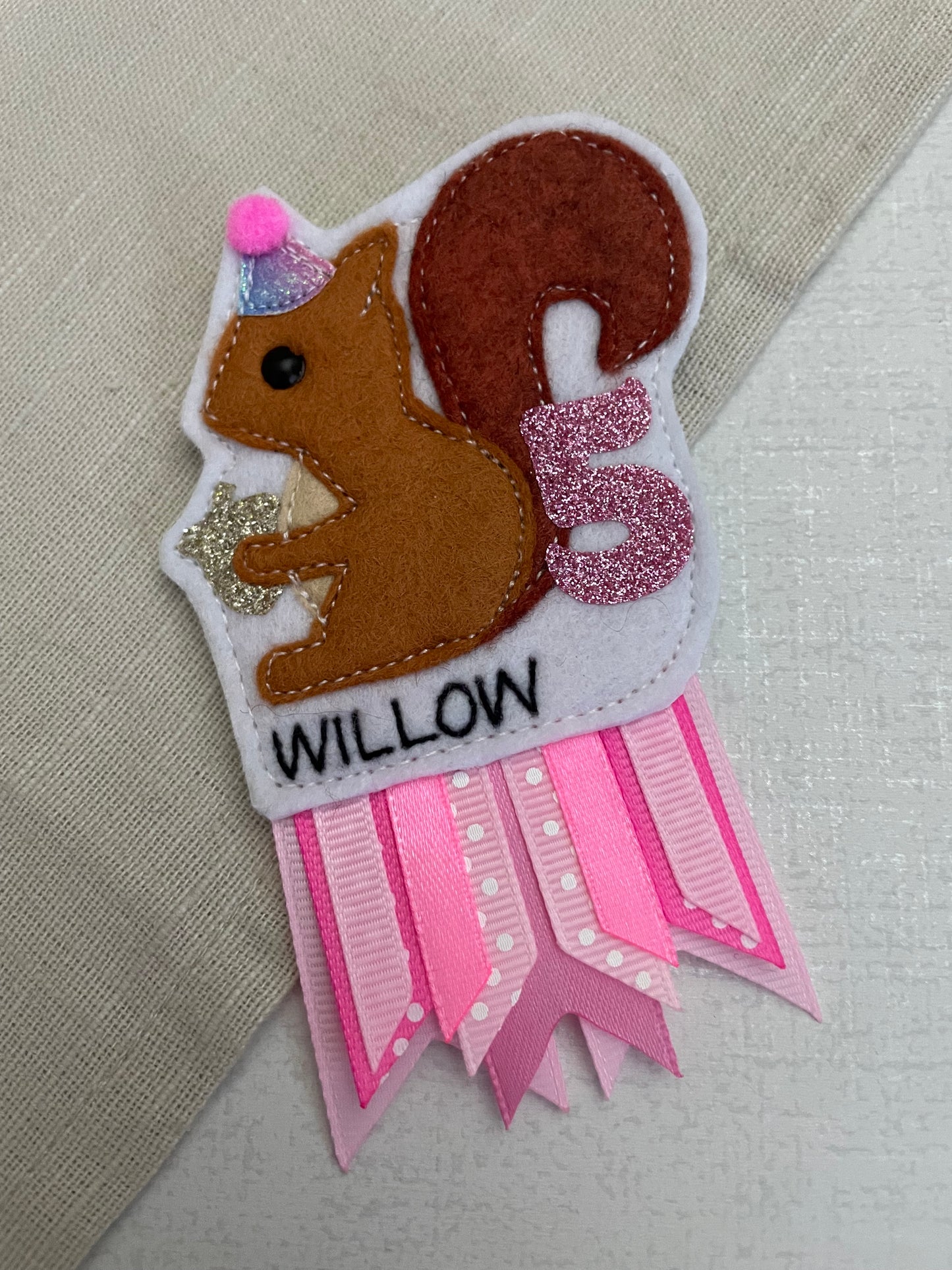 Squirrel birthday badge