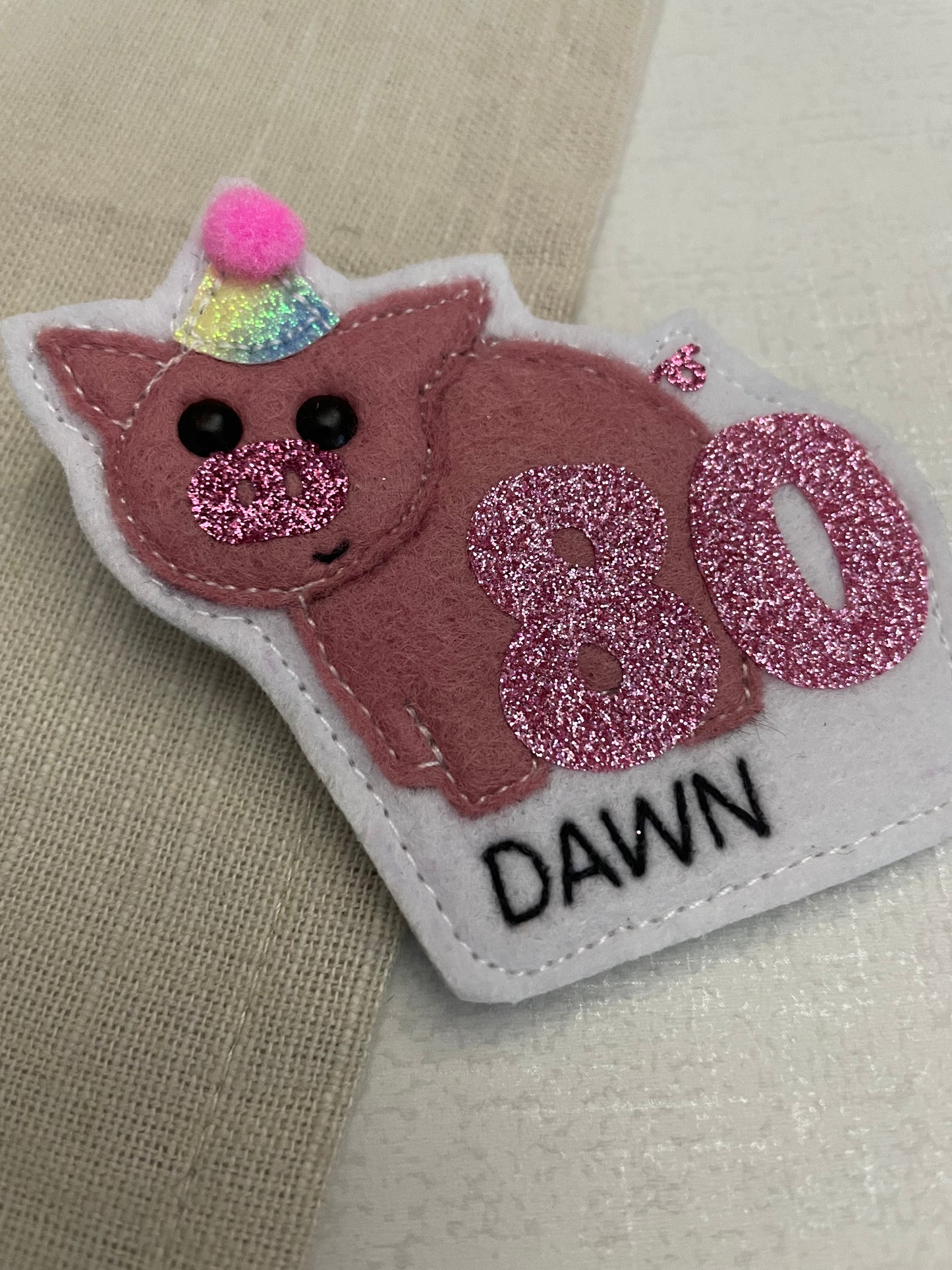 Pig birthday badge