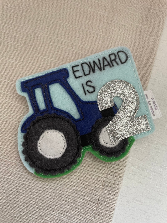 Tractor birthday badge