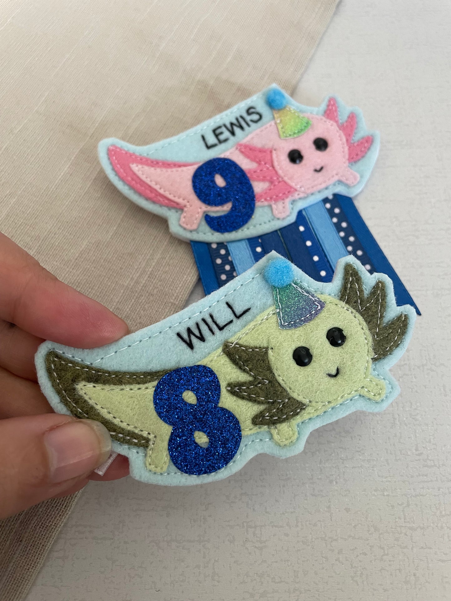 Axolotl birthday badge