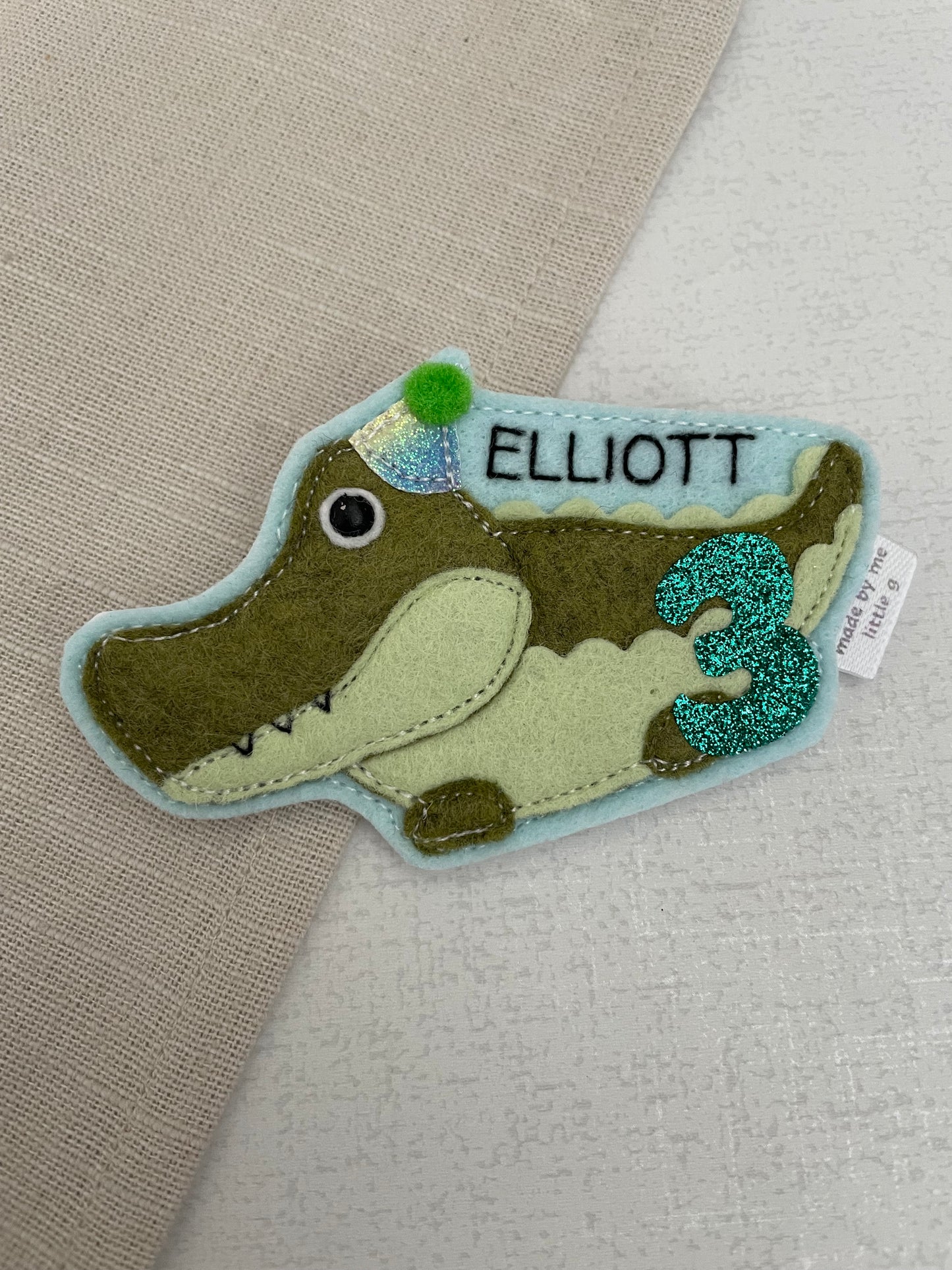 Crocodile birthday badge