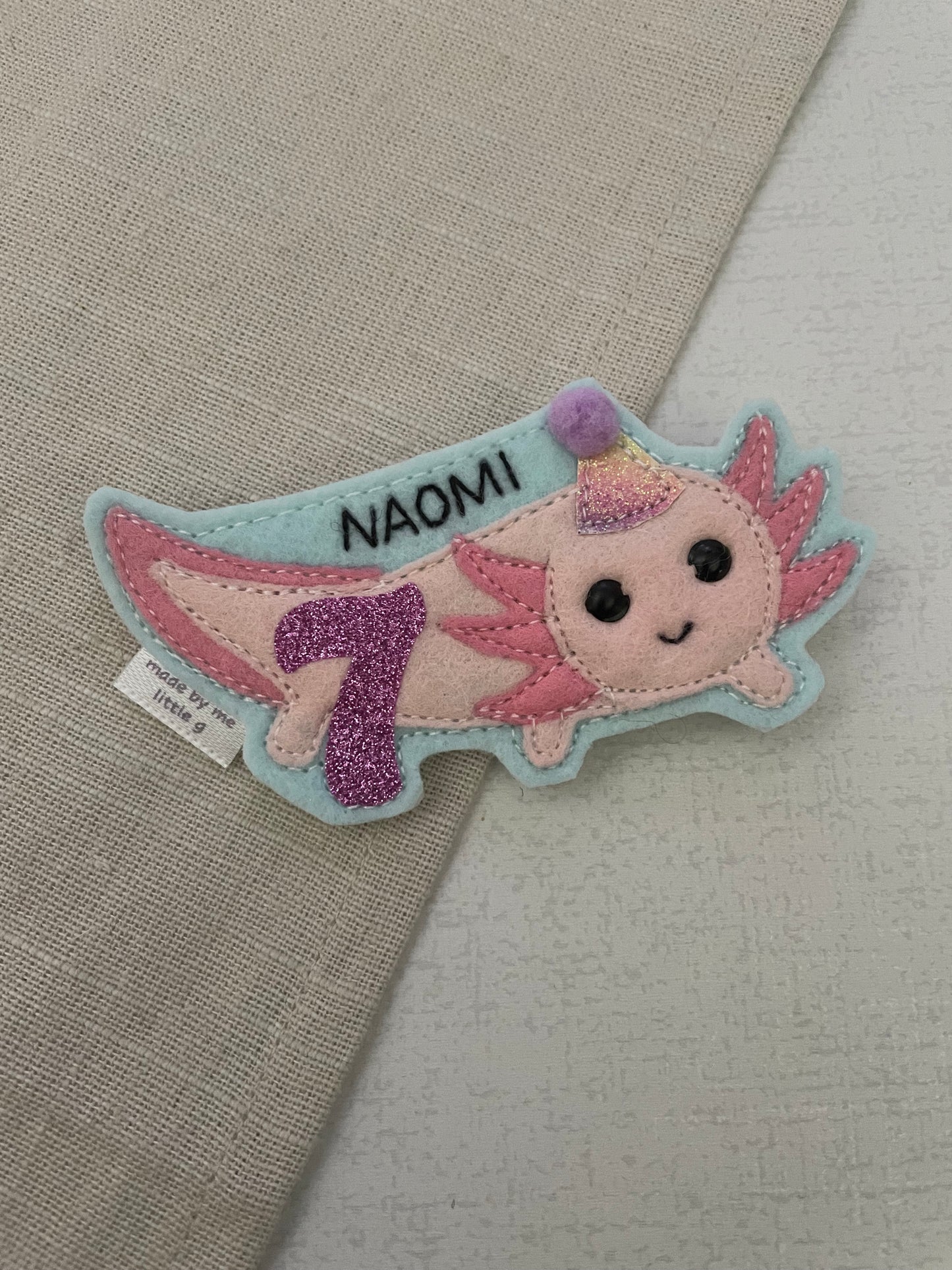 Axolotl birthday badge