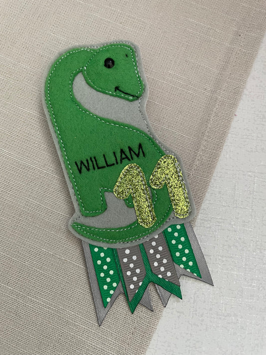 Brachiosaurus birthday badge