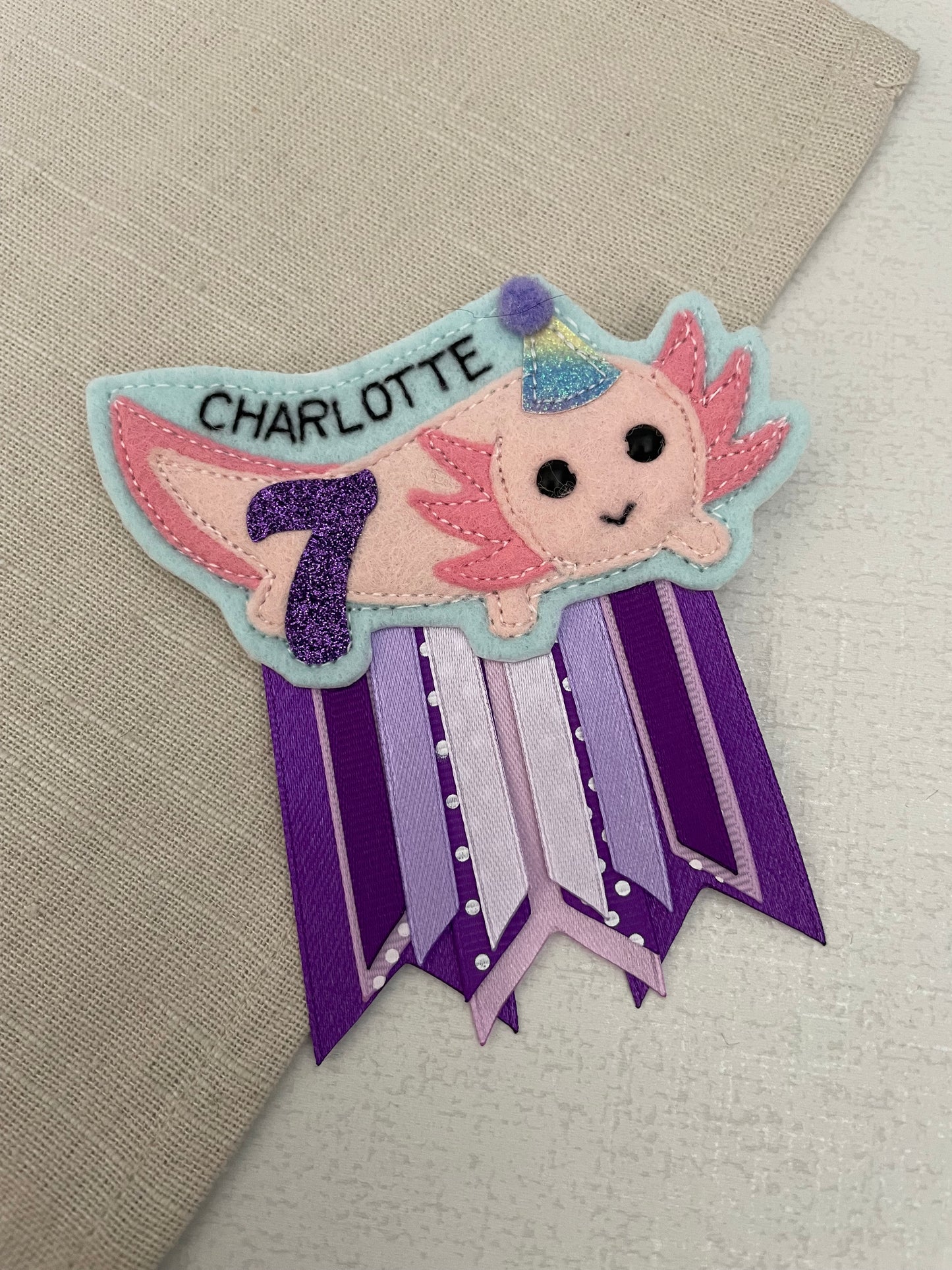 Axolotl birthday badge